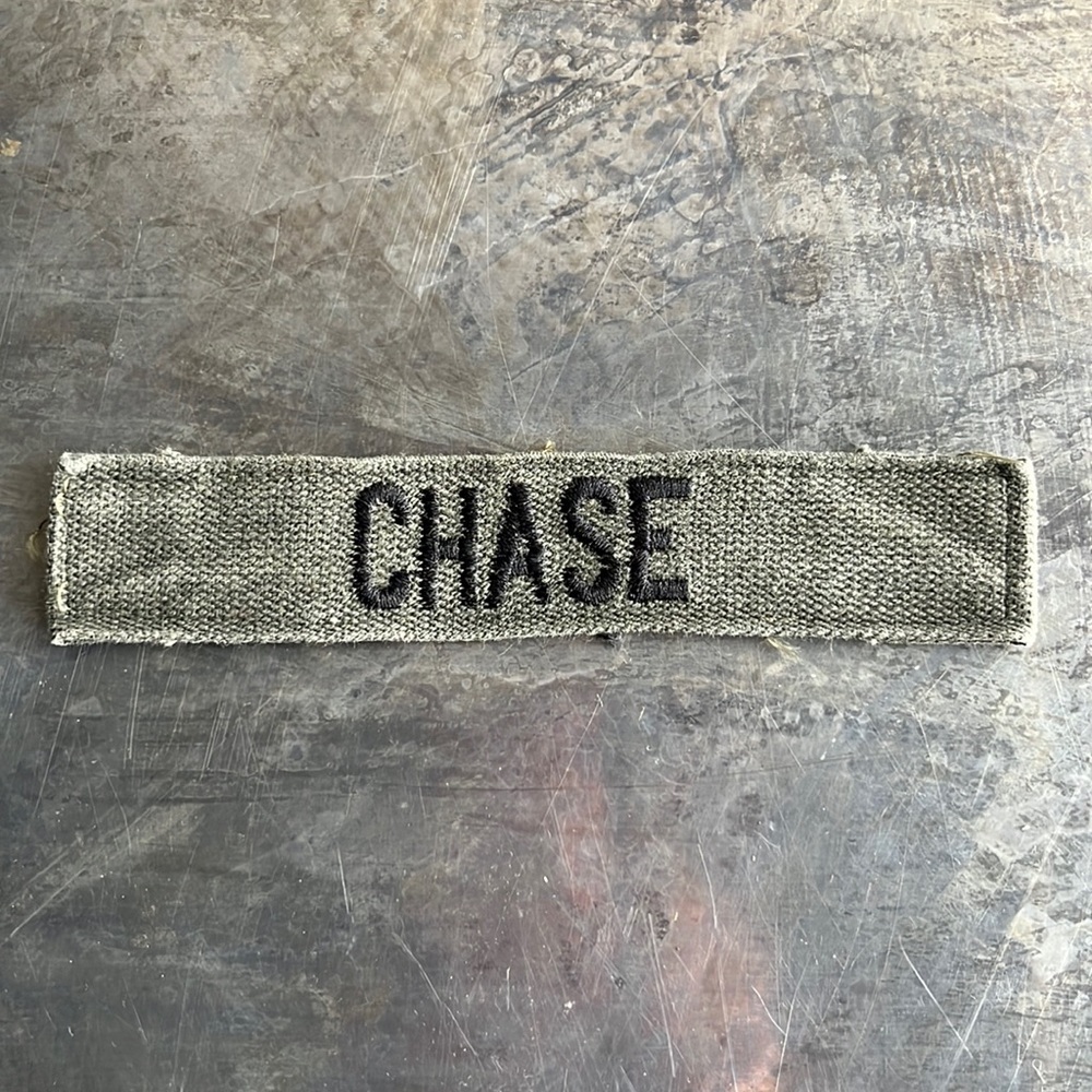 CHASE Embroidered Vintage ‘Army Green’ Military Name Tape Patch